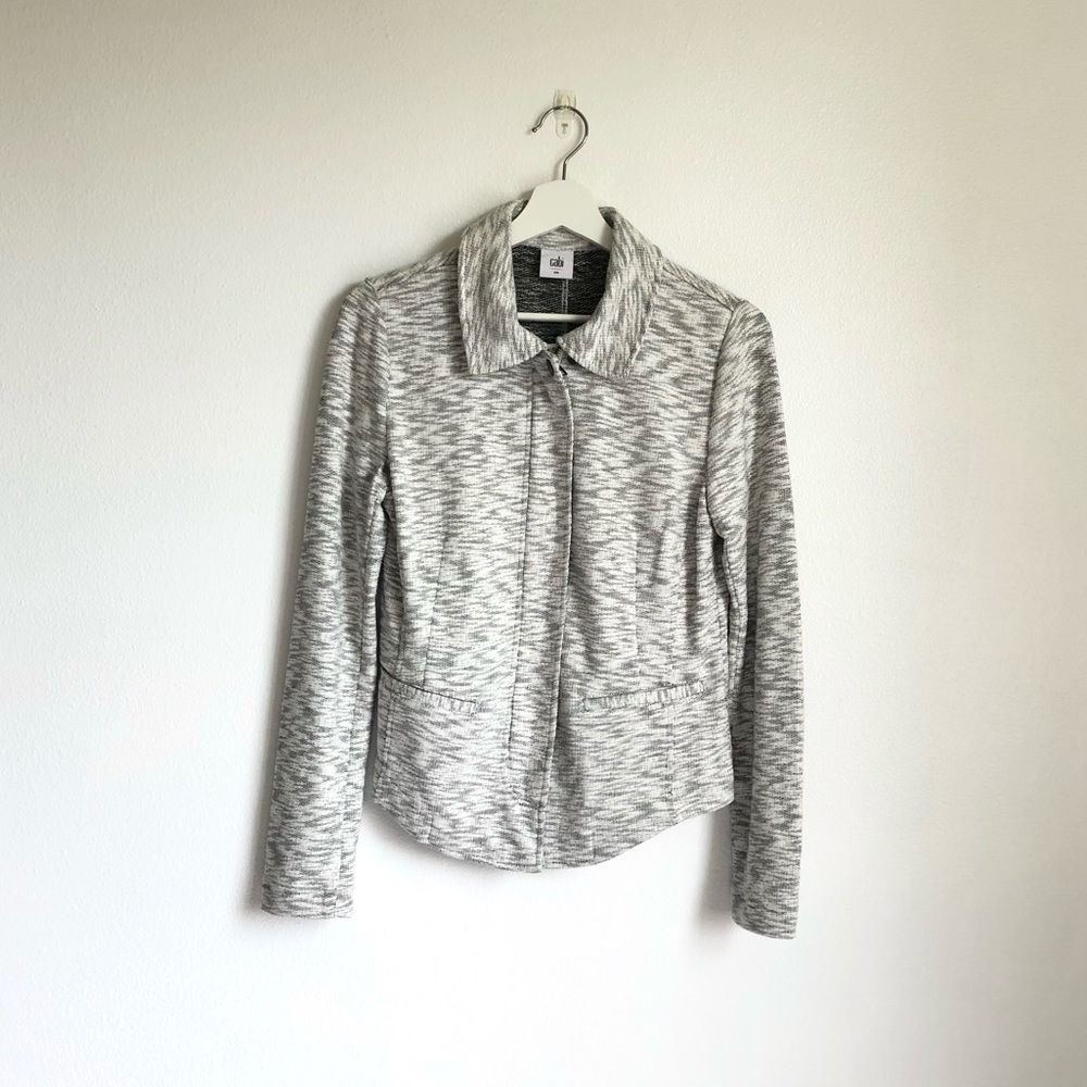 Cabi Neo Gray / White Heathered Knit Moto Jacket | Style #5102 Size Small